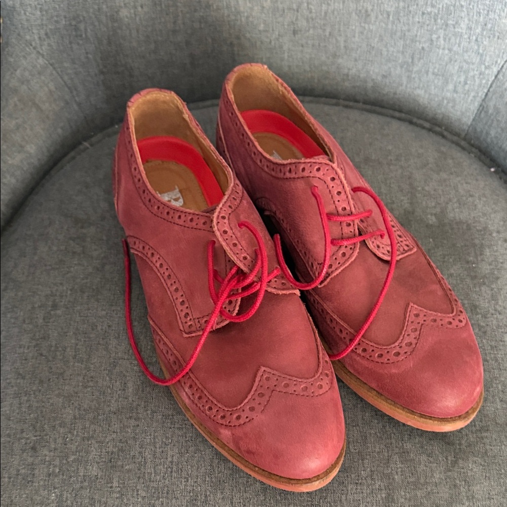 Red Wingtip Oxford Shoes
